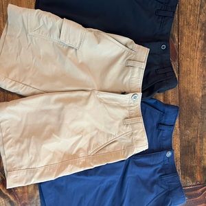Boys Under Armour shorts- 3 pair; khaki, black and navy blue, good condition